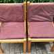 Set of 6 pine dining chairs sling seats canvas upholstery