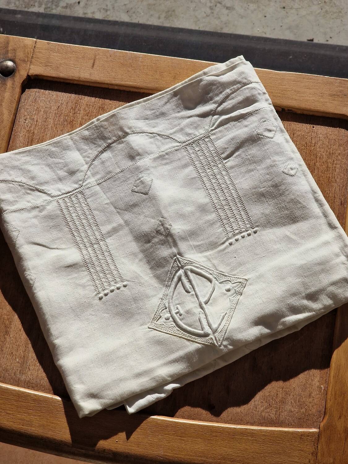 2 Art Nouveau monogrammed pillowcases