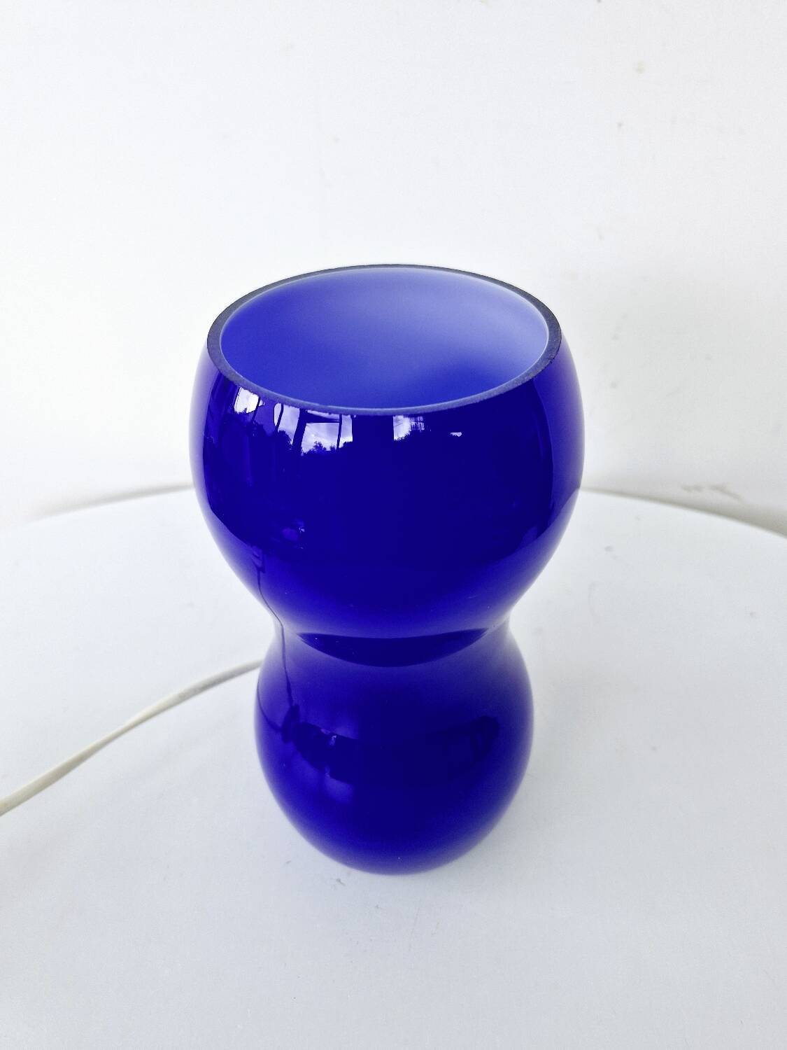 Lampe de table vintage 90's ikea design kvintant verre bleu