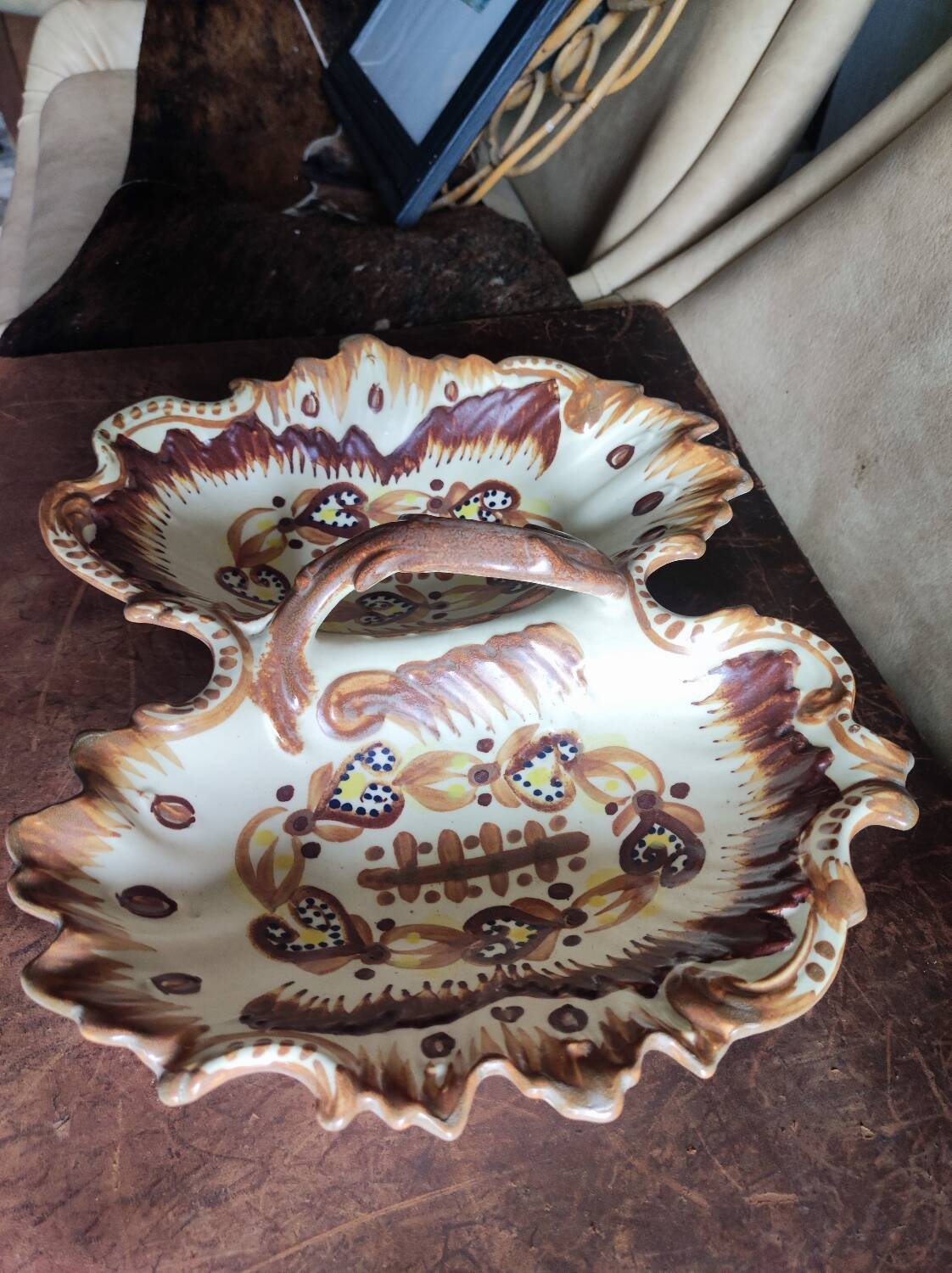 Dish, fruit basket, Henriot, HB Quimper