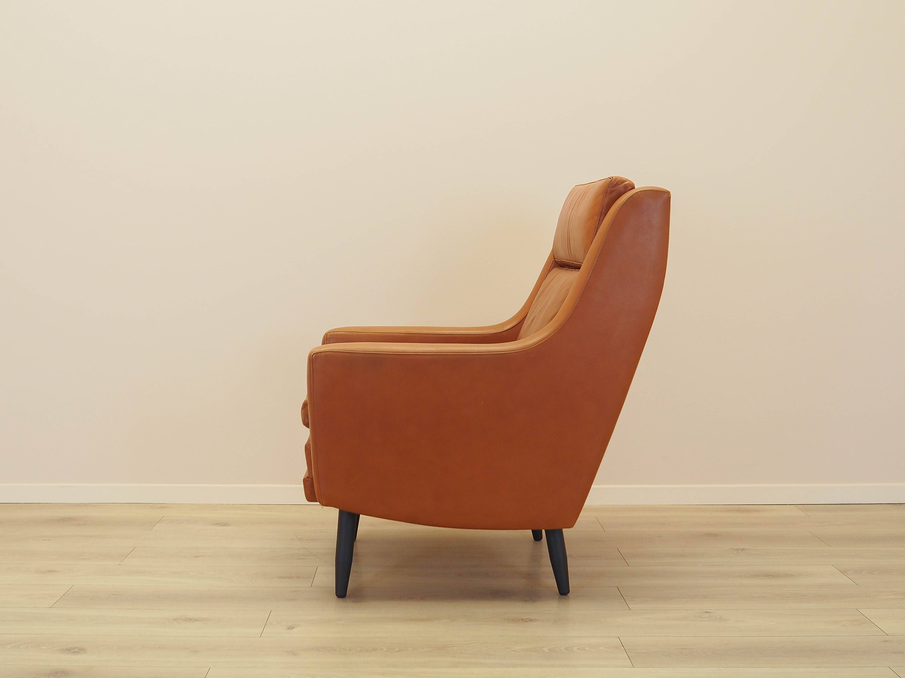 Fauteuil orange, design danois, années 1970, fabriqué au Danemark