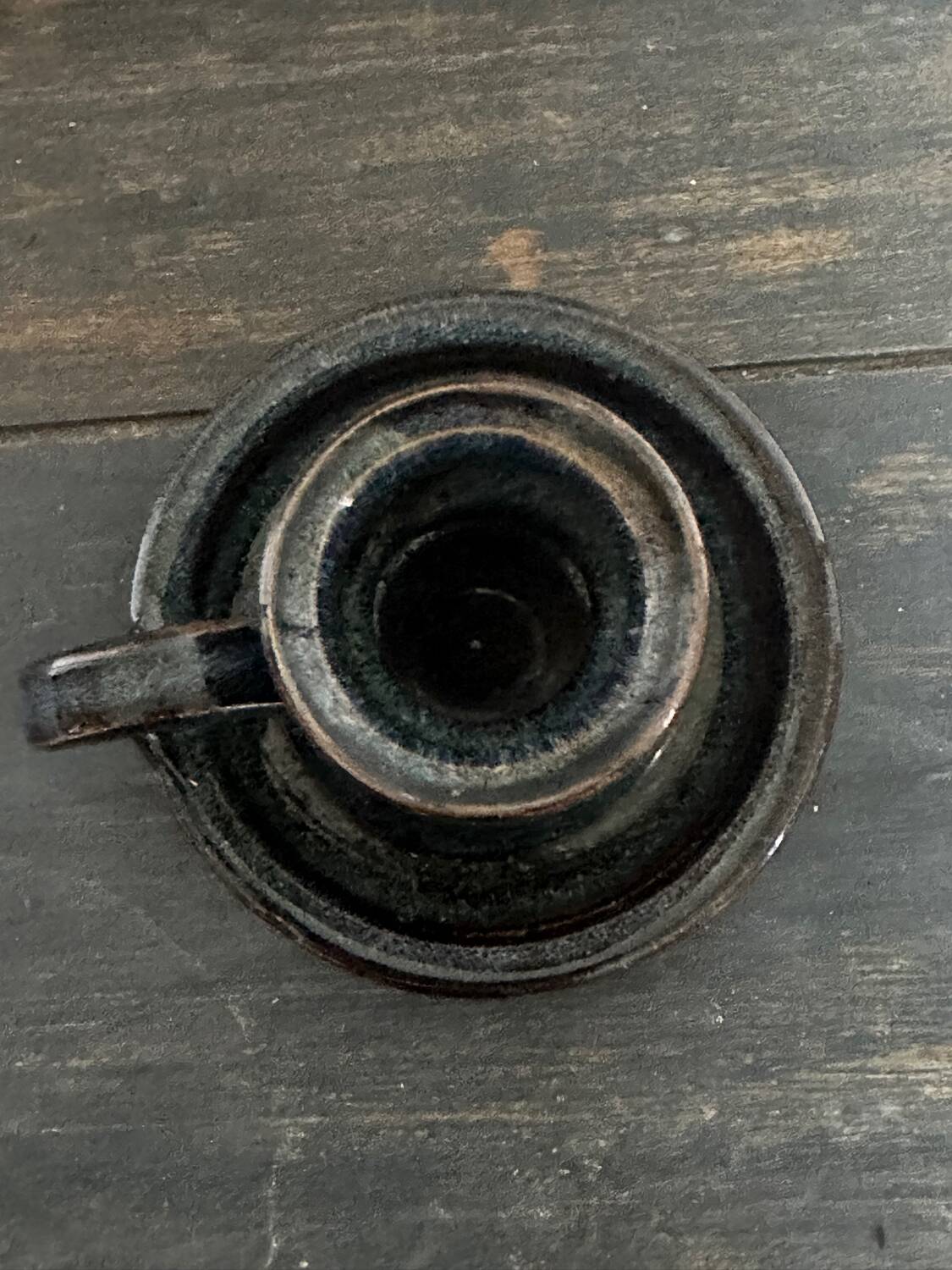 Enameled stoneware candle holder