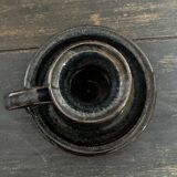 Enameled stoneware candle holder