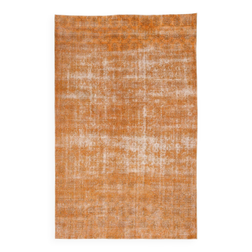 Tapis Vintage Orange Ocre Patiné, Style Bohème Chic