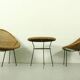 1950s Italian Rattan Basket Chairs & Matching Bistro Table Set