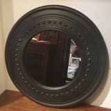 Black round pine mirror