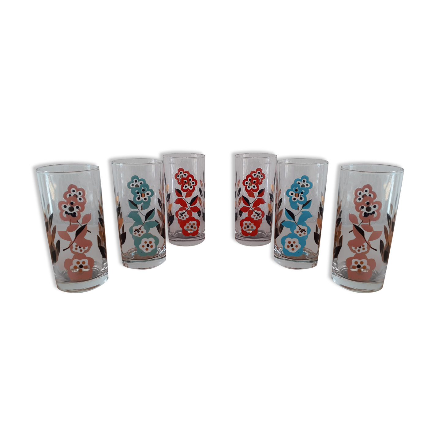 6 vintage water glasses