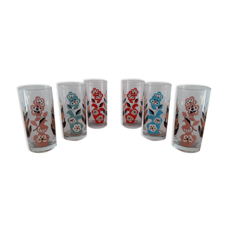 6 vintage water glasses