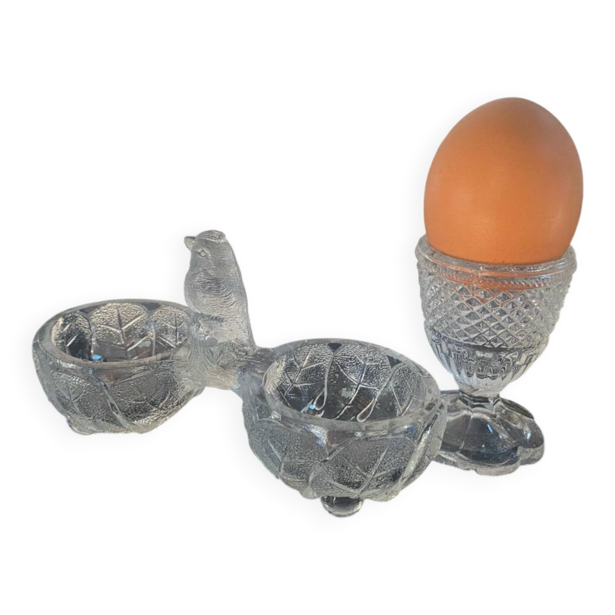 Antique pressed molded glass salt cellar