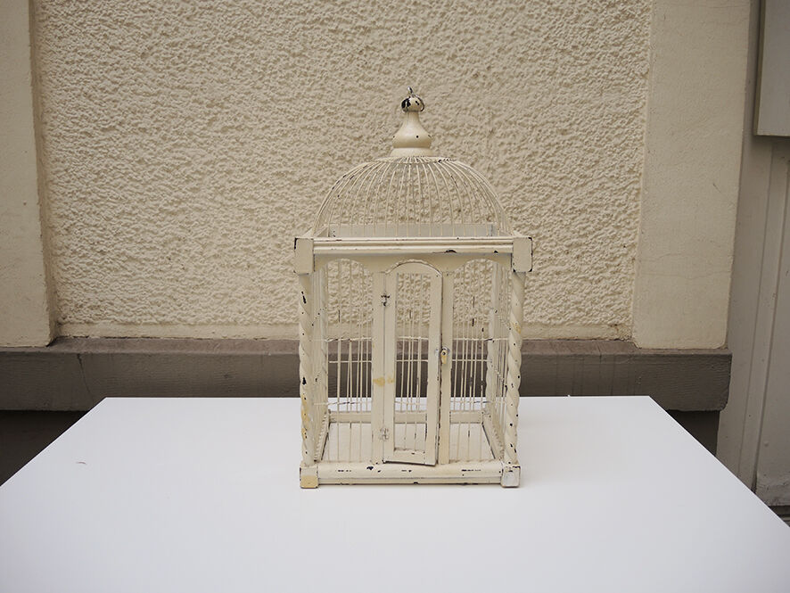 Painted wooden bird cage