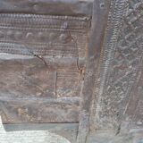 Old Vintage Indian Box on Wooden Wheels Early 20th S