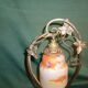 Art Deco lamp in glass paste and wrought iron leaves