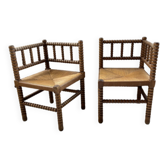 Pair of brutalist fireside chairs