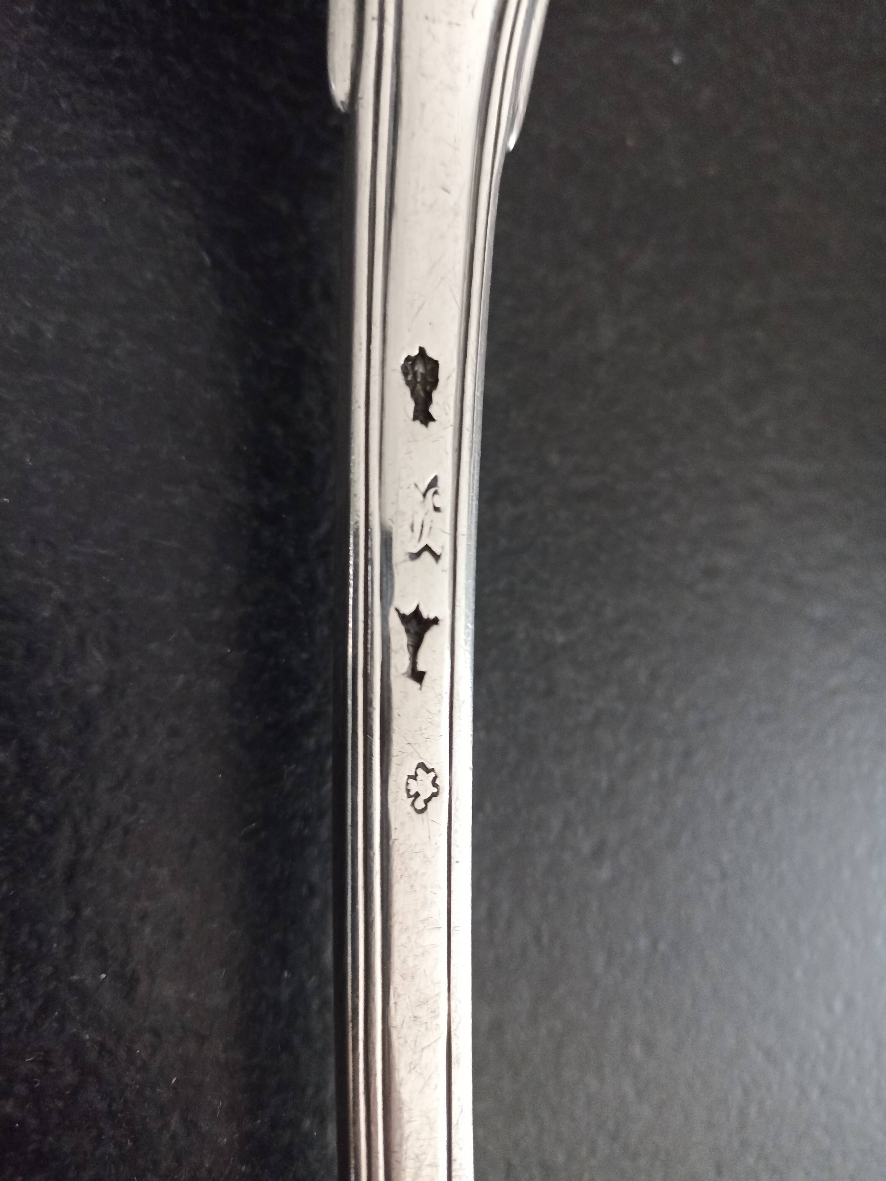 Silver metal serving spoon