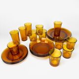 Table service 4 people amber glass duralex