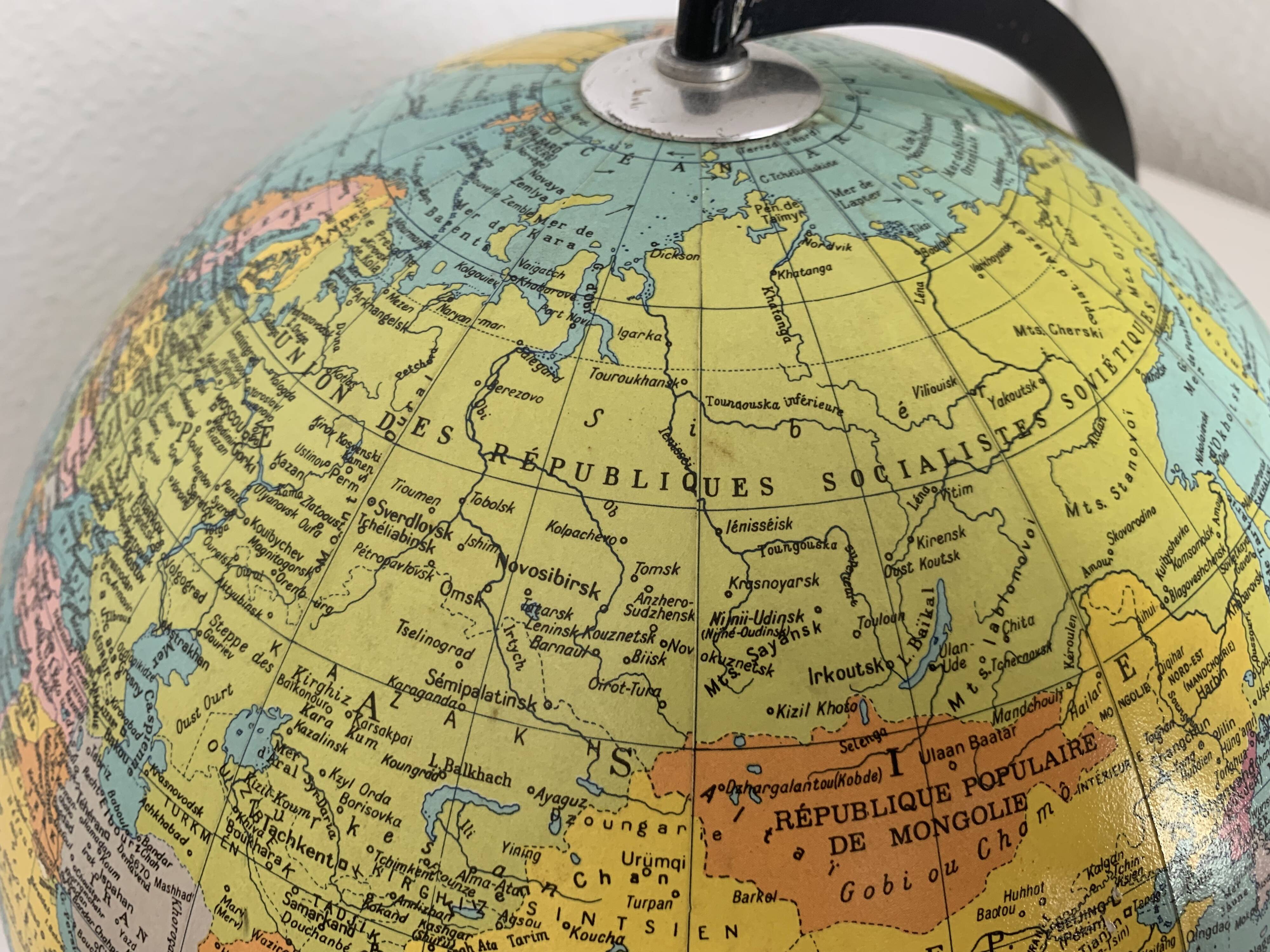 Taride Paris France vintage 1986 black tripod globe - 40 cm