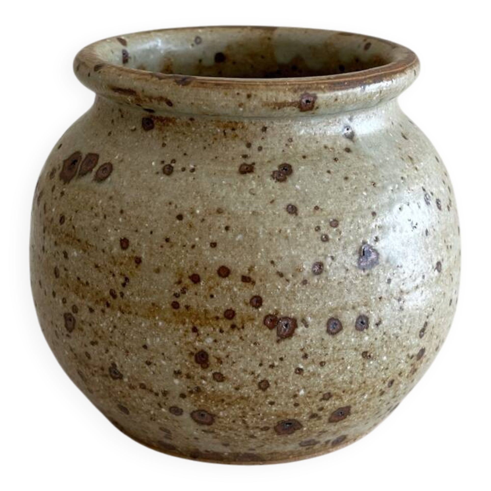 Vintage pyrite stoneware ball vase