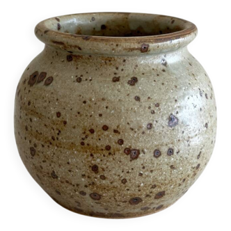 Vase boule en grès pyrité vintage