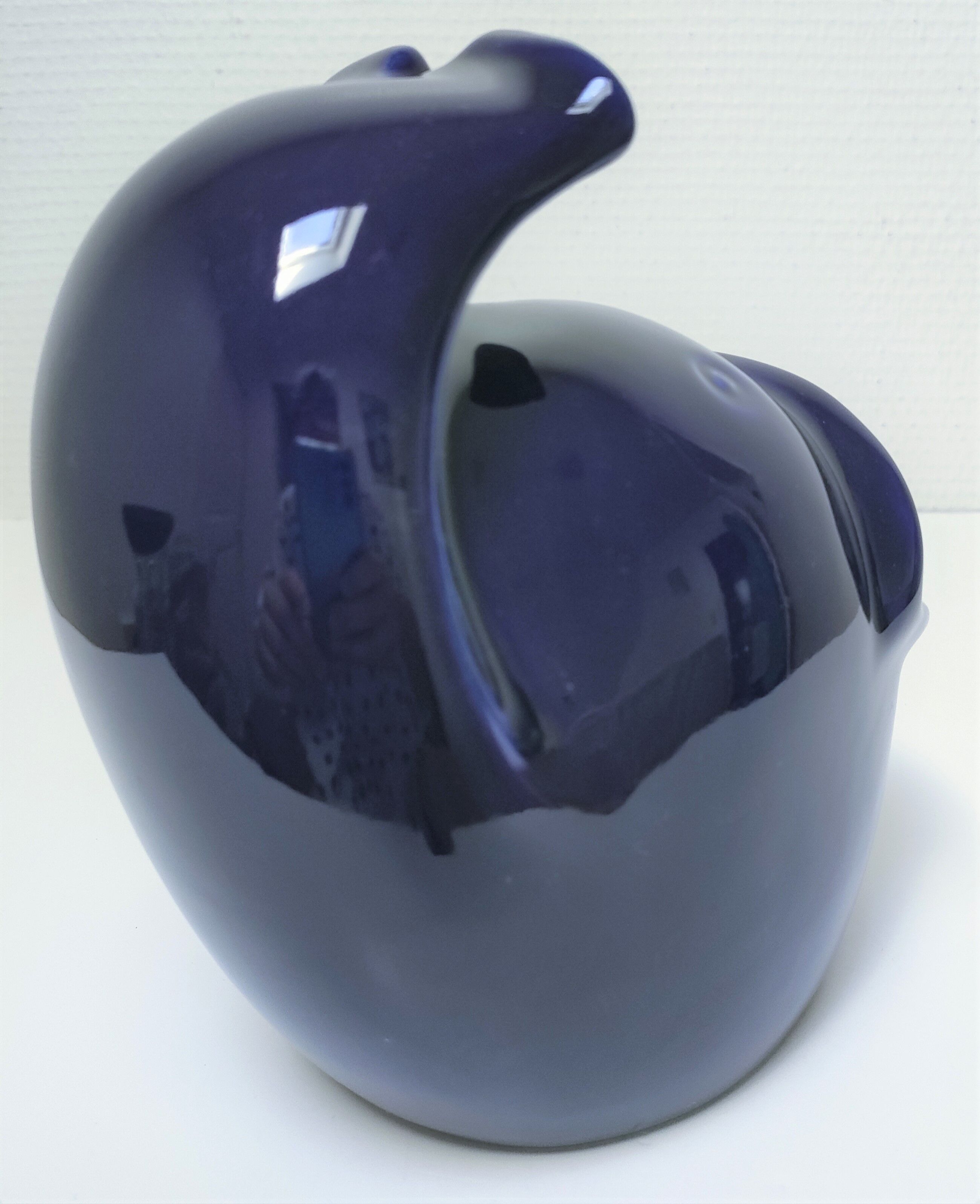 Grand cendrier poisson céramique bleue design vintage