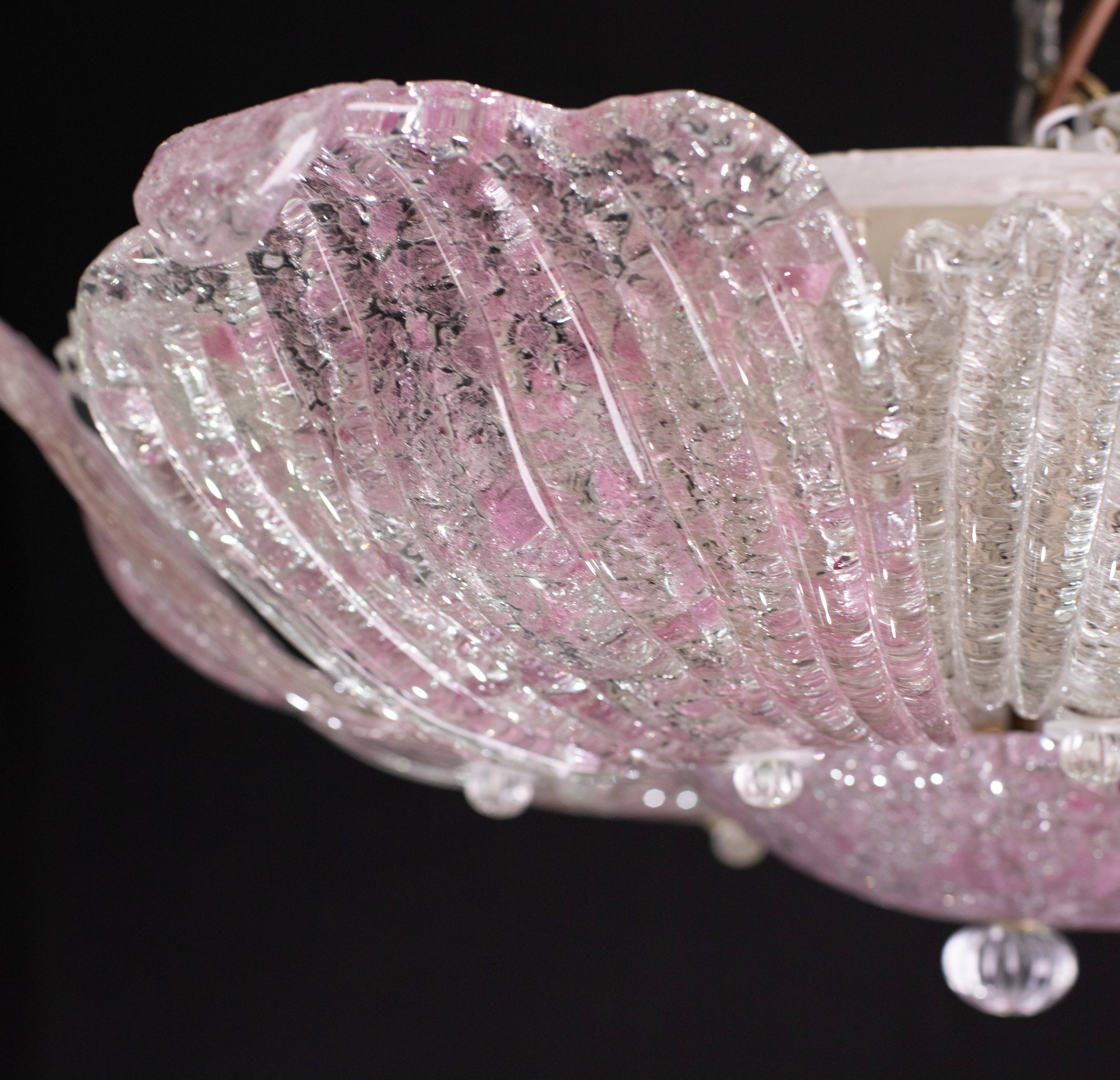 Fascinating Vintage Murano Glass Ceiling lamp Pink