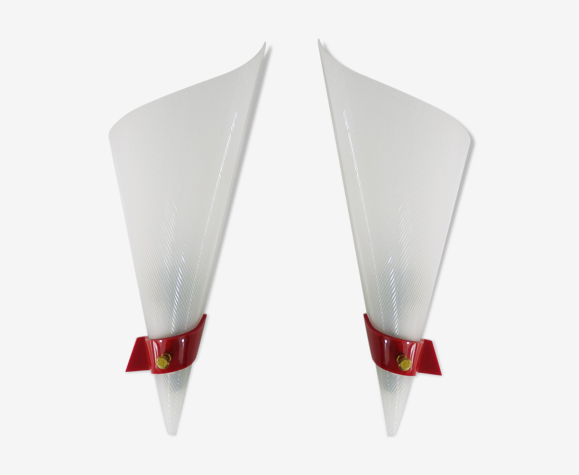 Paire d'appliques murales cornet moderniste minimaliste,plexiglas rockabilly, années 50
