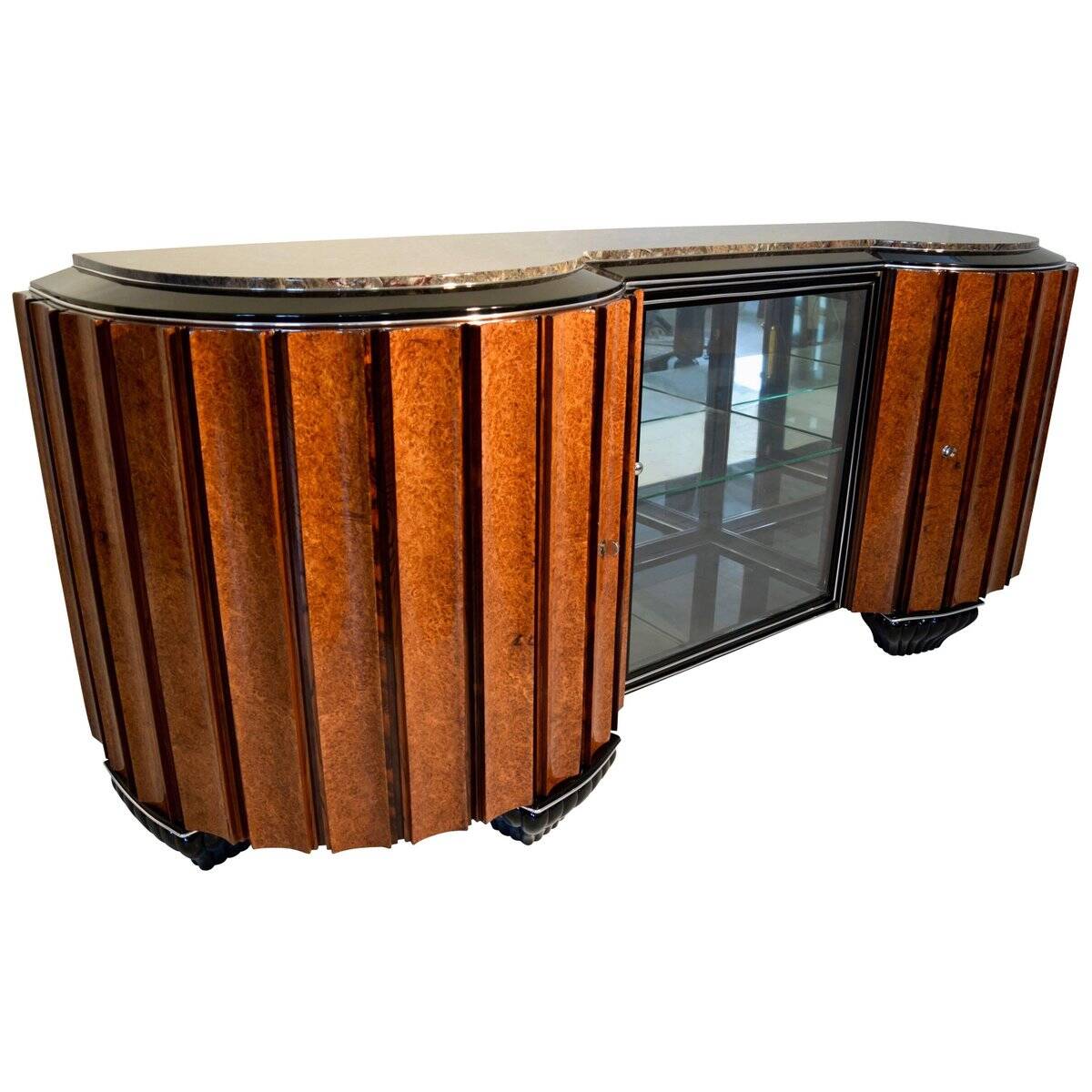 Large Art Deco Sideboard in Amboyna Root and Rosewood, Paris, 1925