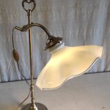 Articulated table lamp in brass and opaline - mid 20th century.