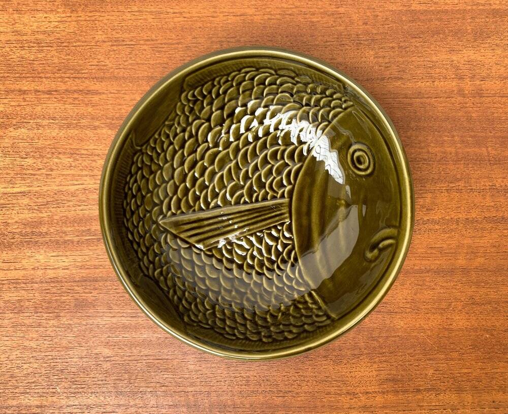 Vintage ceramic bowl with fish pattern by Secla, 1970s.