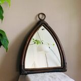 Miroir  Vintage en Bambou Rotin années 1970