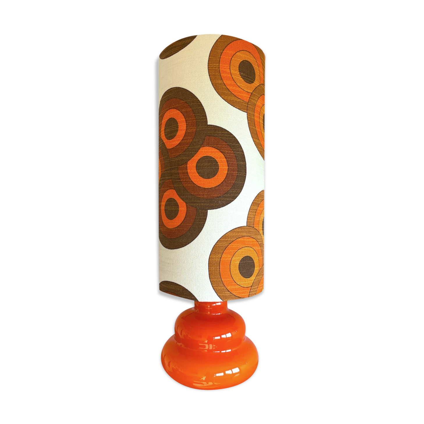 Supertone table lamp - orange opaline and vintage fabric