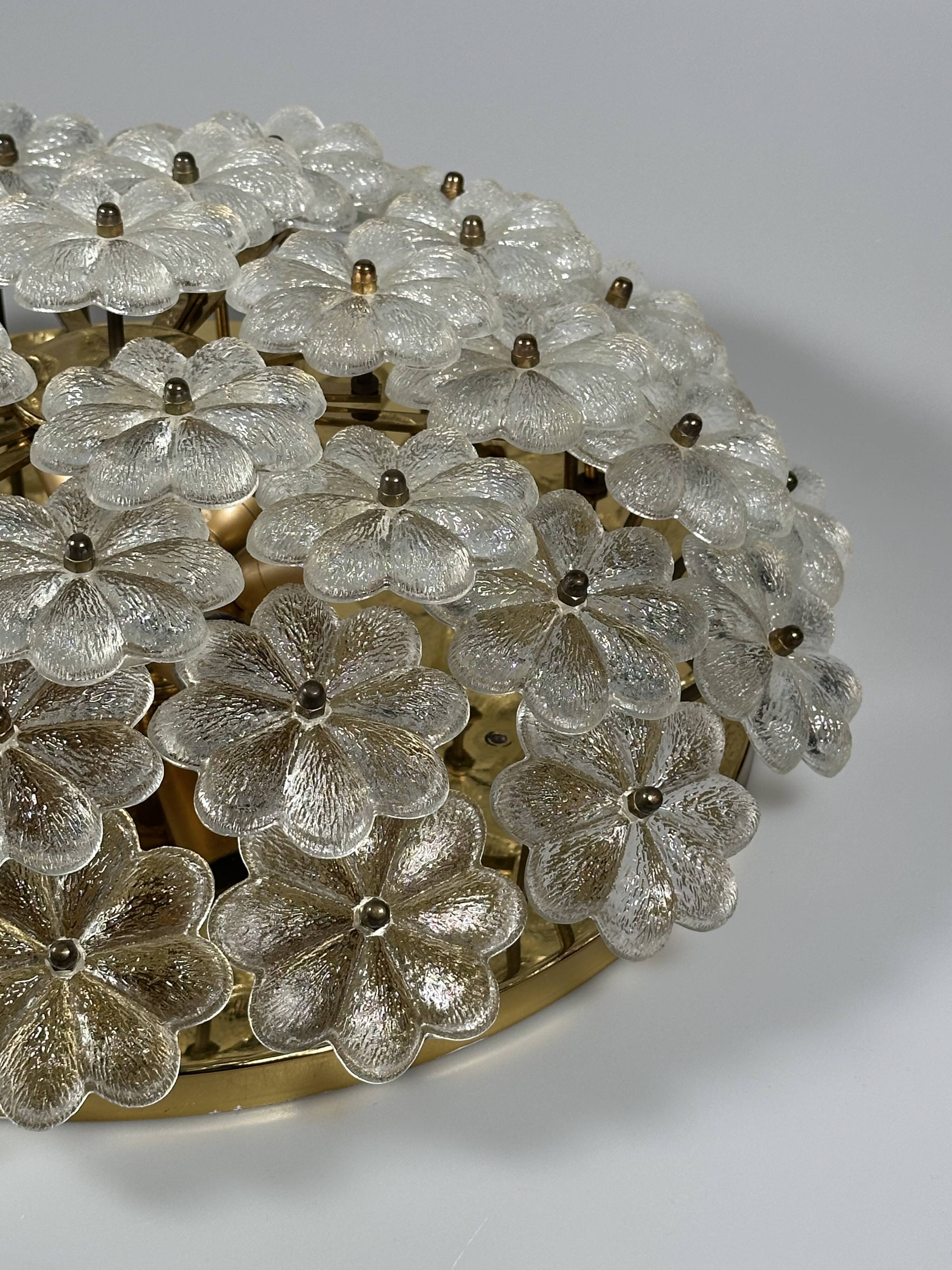 1960s/70s Ceiling Lamp Ernst Palme made of brass and glass, Germany
