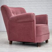 1960s, Danish relax armchair, furniture velour, oak wood.