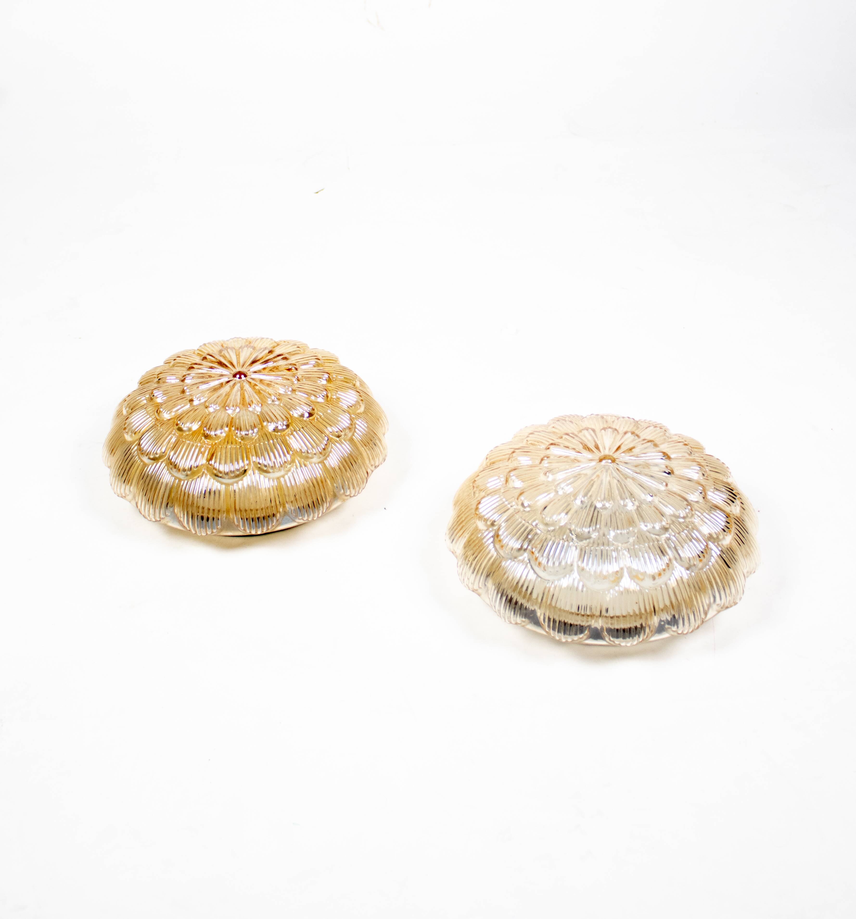 Pair of smoked glass ceiling lights