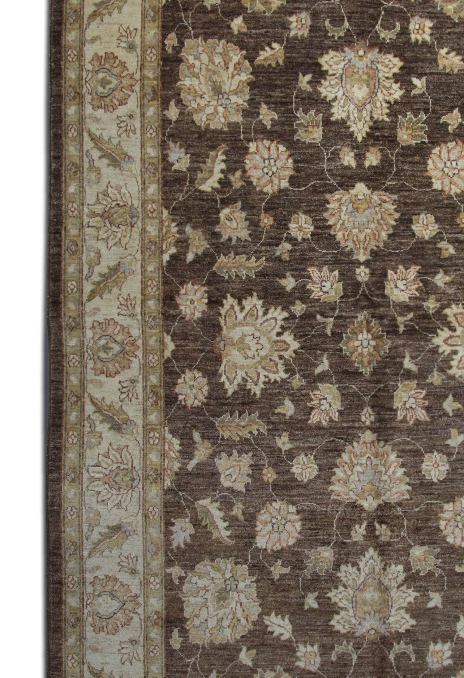 Brown Wool Rug Handmade Ziegler Carpet- 167x251cm