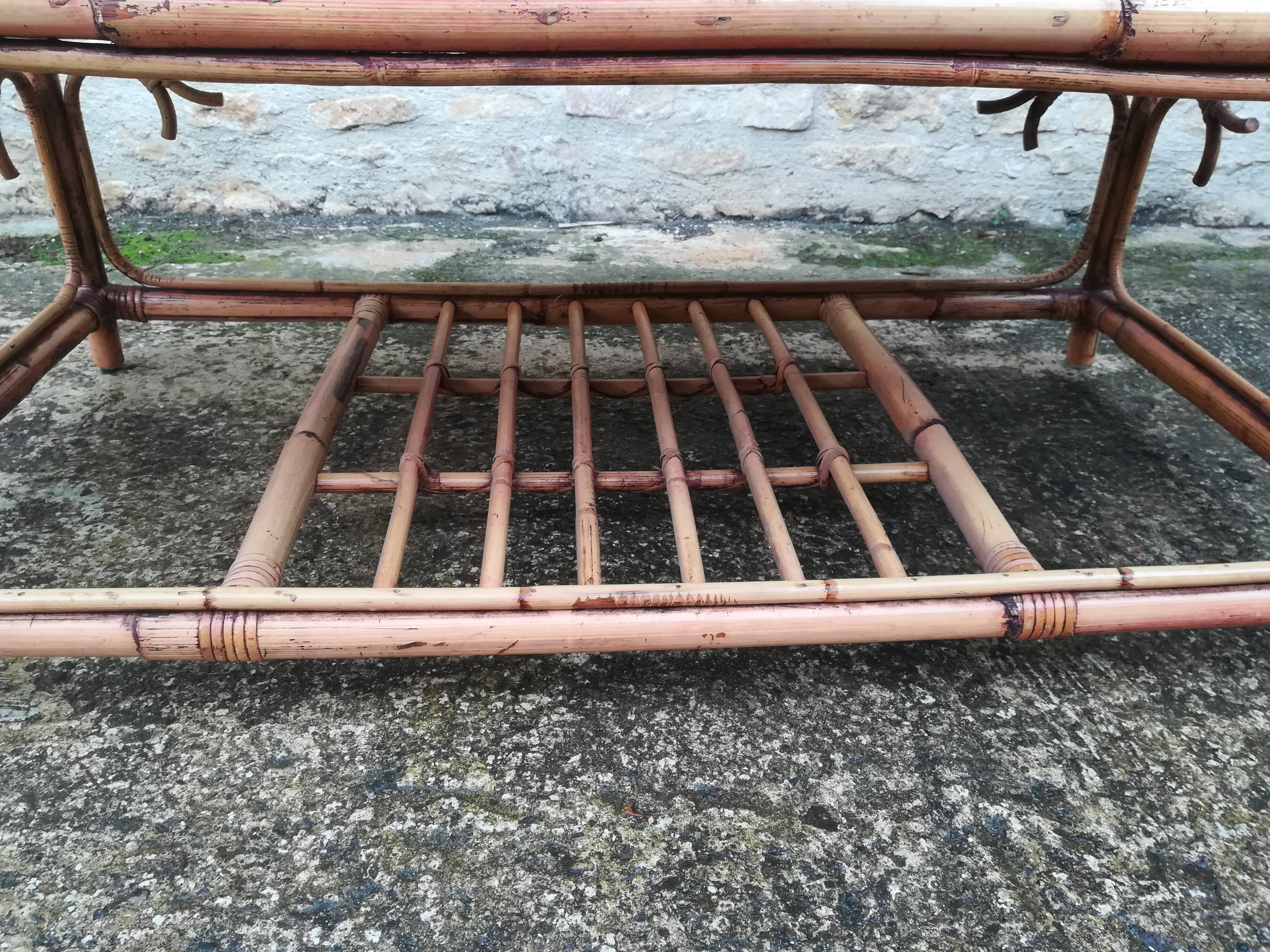 Rattan and bamboo coffee table