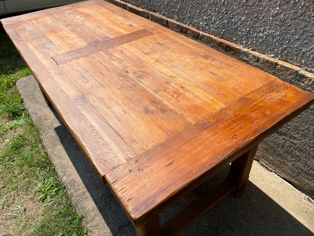Solid oak dining farm meal table 1980