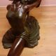 Coffee table, young woman in resin, smoked and beveled glass