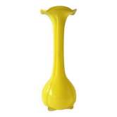 Vase vintage en verre soufflé jaune