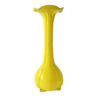 Vintage yellow blown glass vase