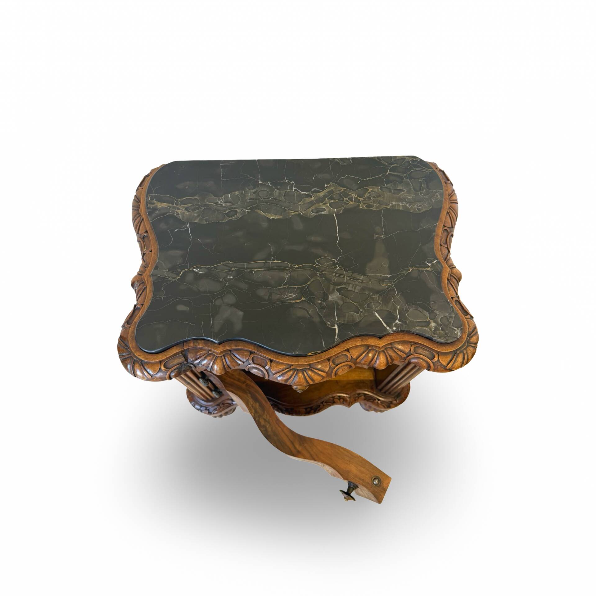 art deco walnut serpentine nightstands, 1920s
