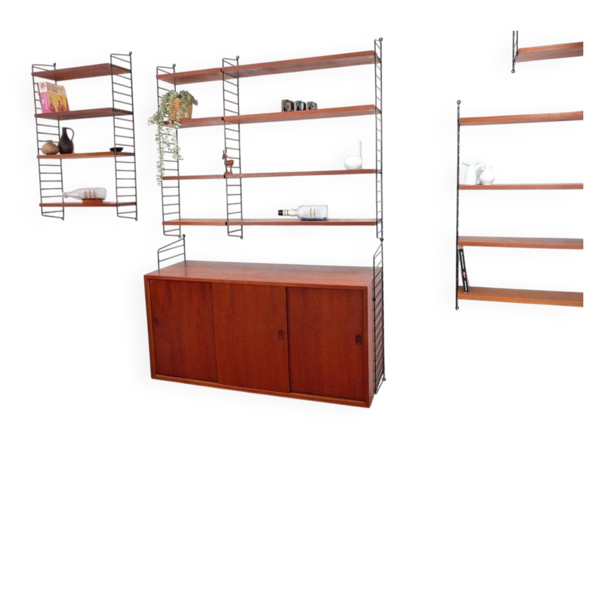 Nisse String shelf in teak, retro vintage style from the 60s-70s.