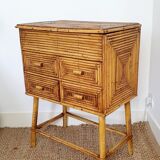 Chest of drawers in rattan marquetry
