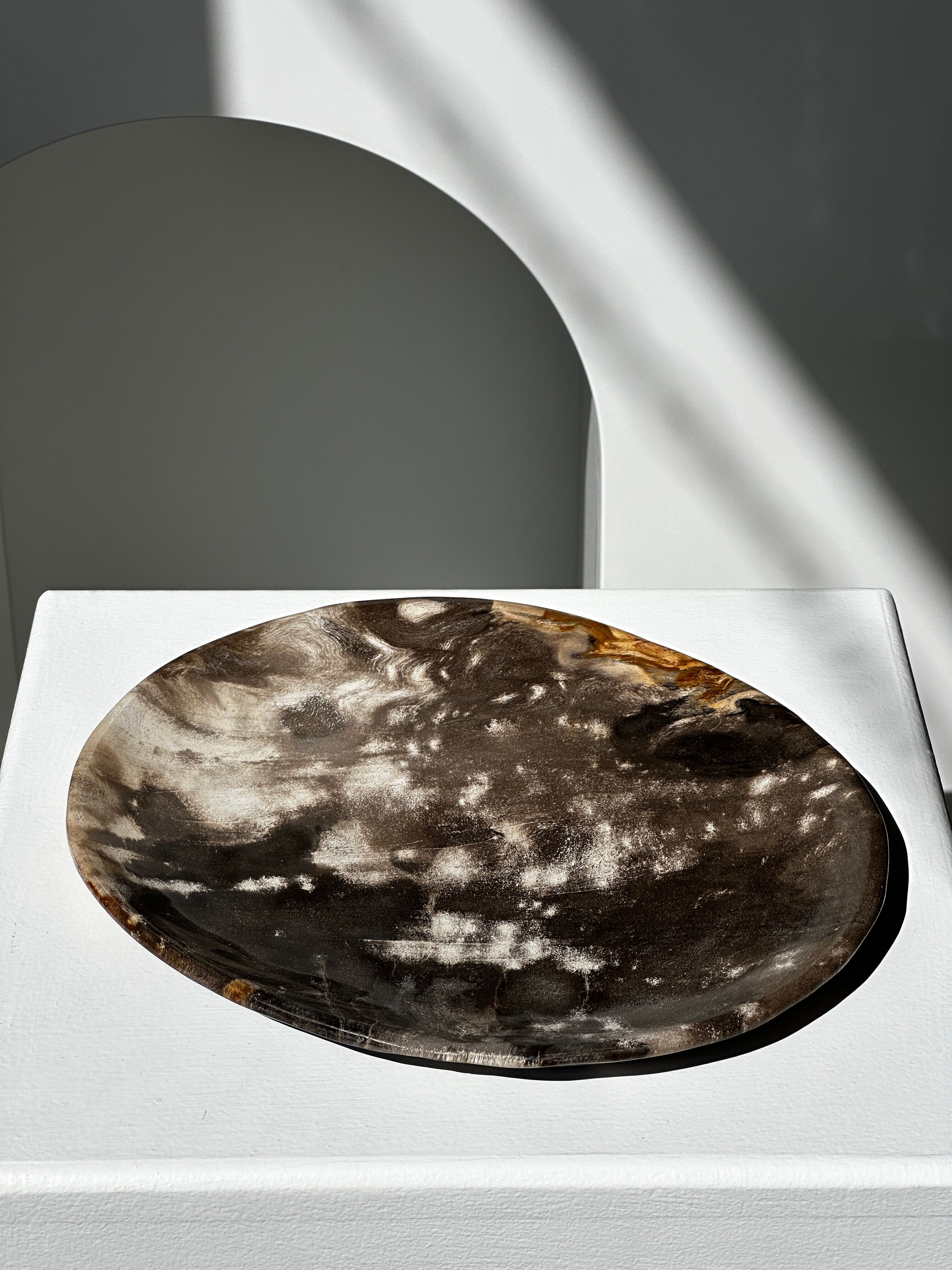Dish in petrified wood
