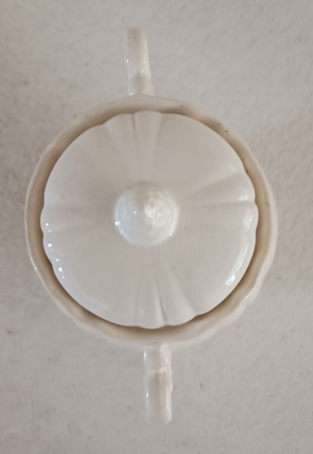 Sarreguemines ivory iron earth sugar bowl