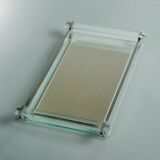 Plateau Art déco en verre, miroir et métal chromé, 1930