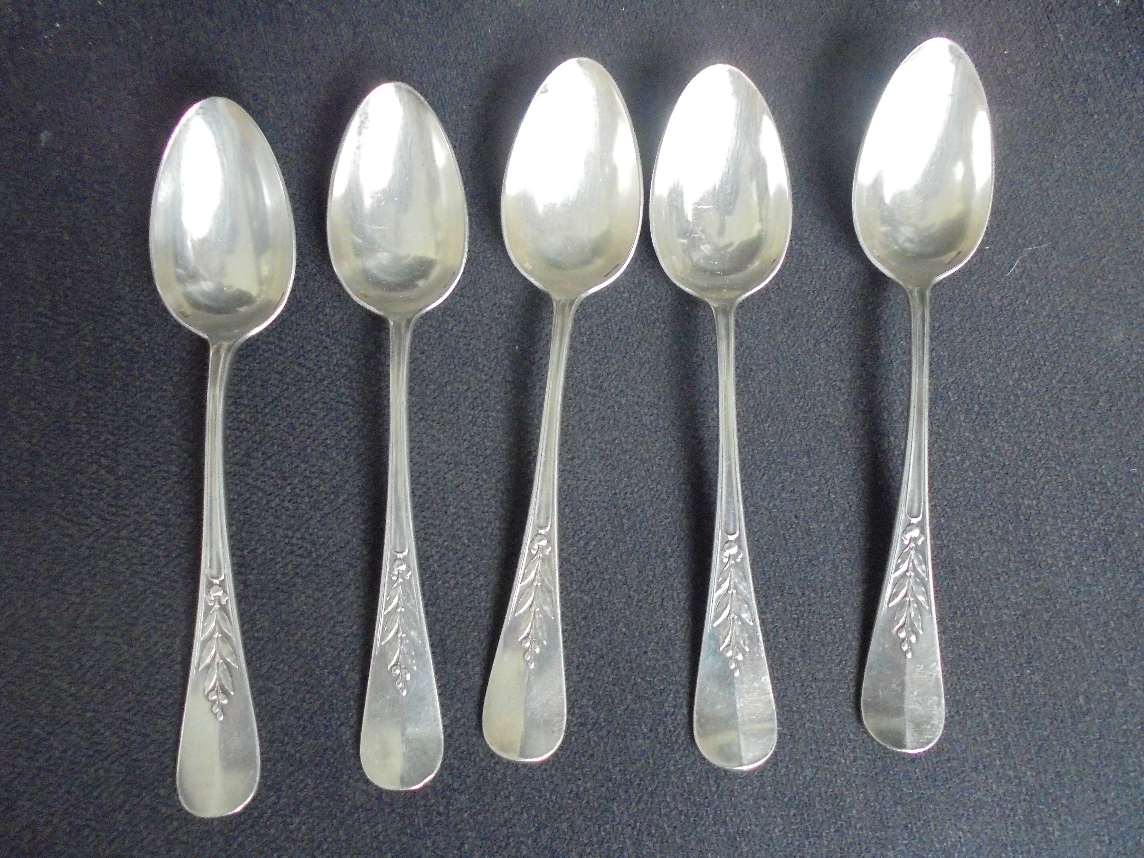 5 christofle spoons laurel channels silver metal