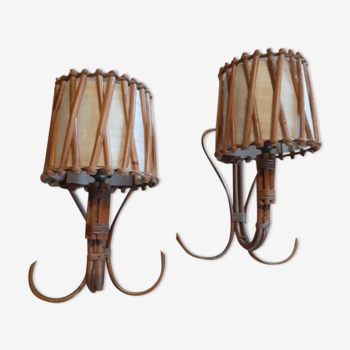 Restored Rattan sconces in Papyrus