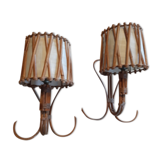 Restored Rattan sconces in Papyrus