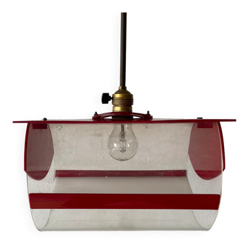 Suspension italienne en plexiglas rouge, années 1970, Italie