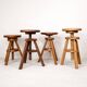 Lot of 4 wooden screw stools.